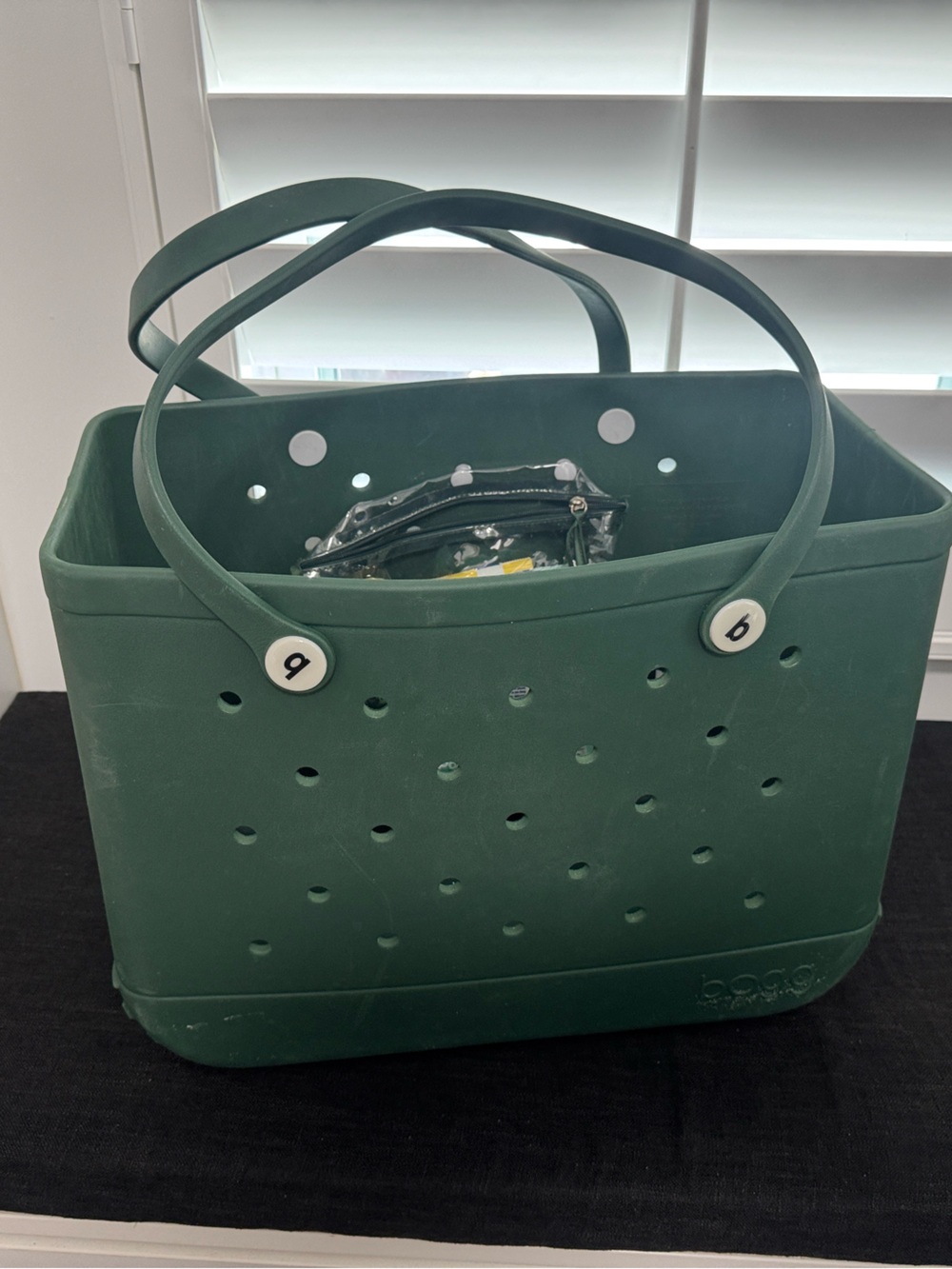BOGG BAG  Large Dark Green Perforated Tote disc color
